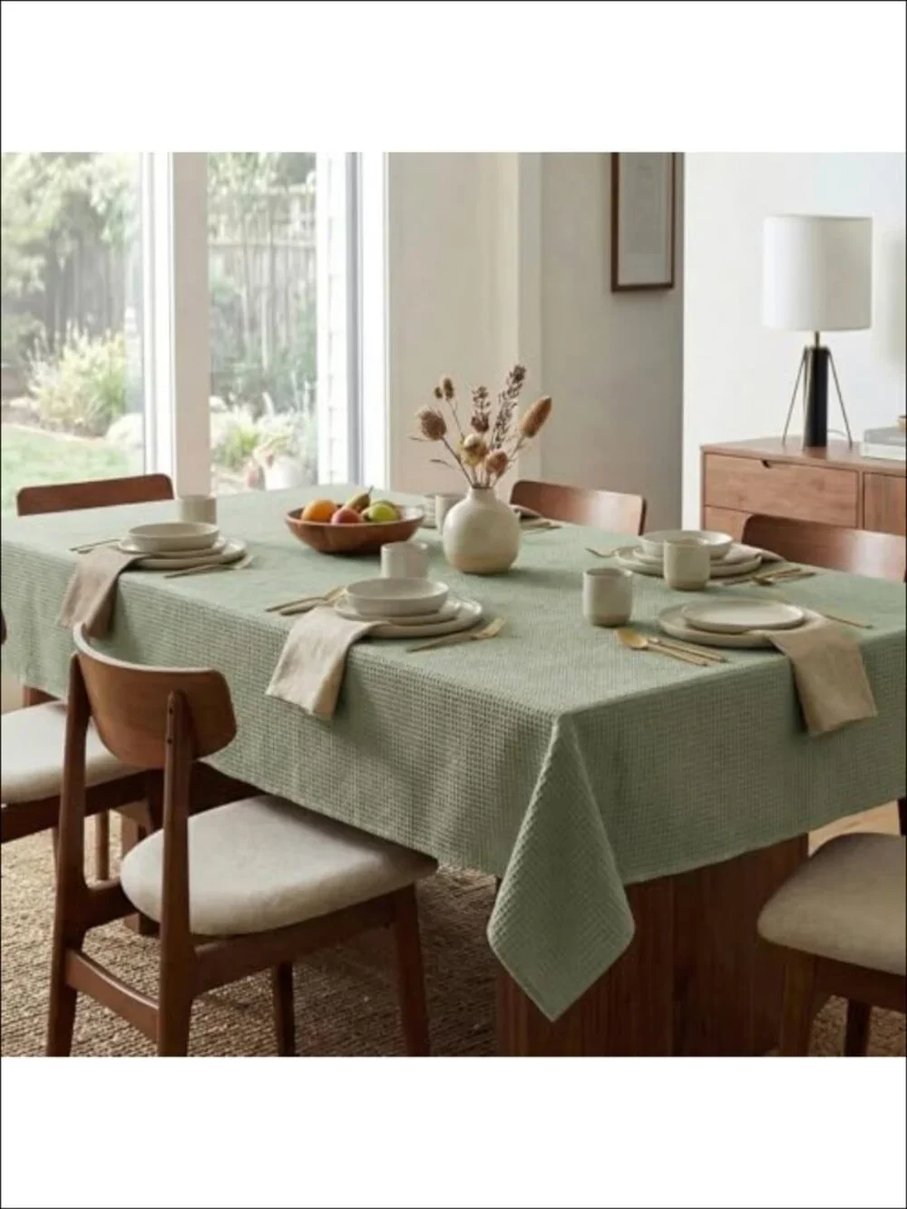 Waffle Textured Waterproof Stain Resistant Washable Polyester Tablecloth 60x84